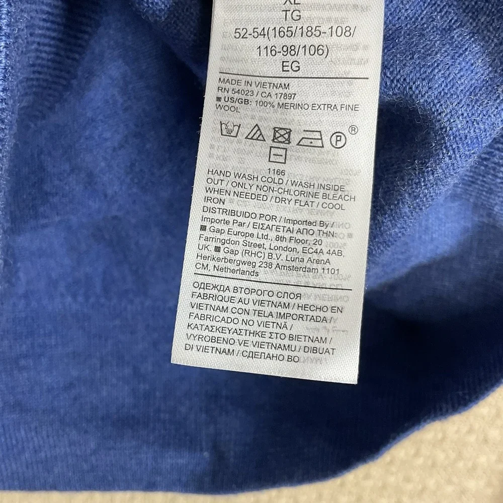 Banana Republic‎ Baruffa Italian Yarn Merino Wool Sweater Mens XL Blue Crew Neck